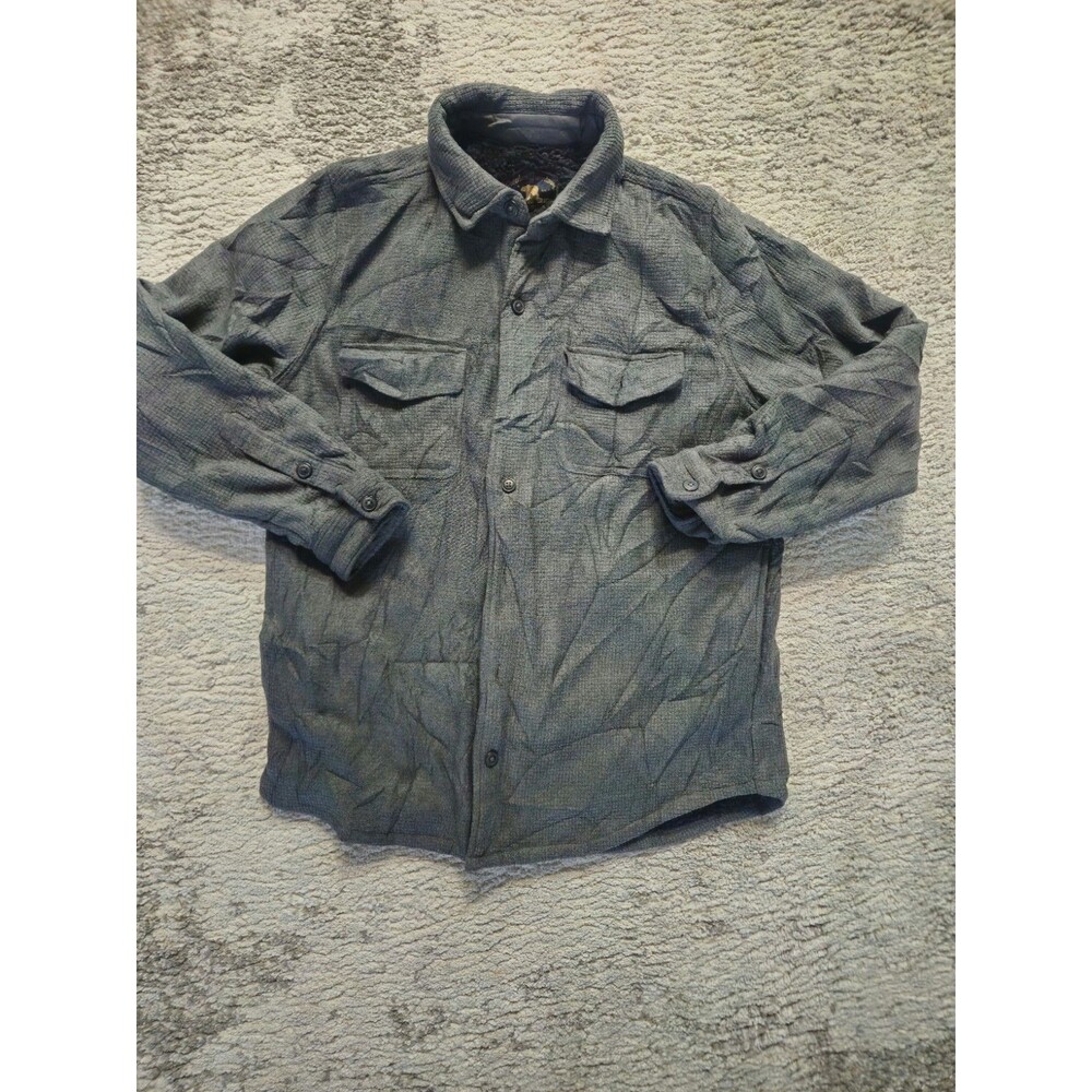 Freedom Foundry Lined Chamois Mens M Flannel Shirt GRAY Speckle Button Up